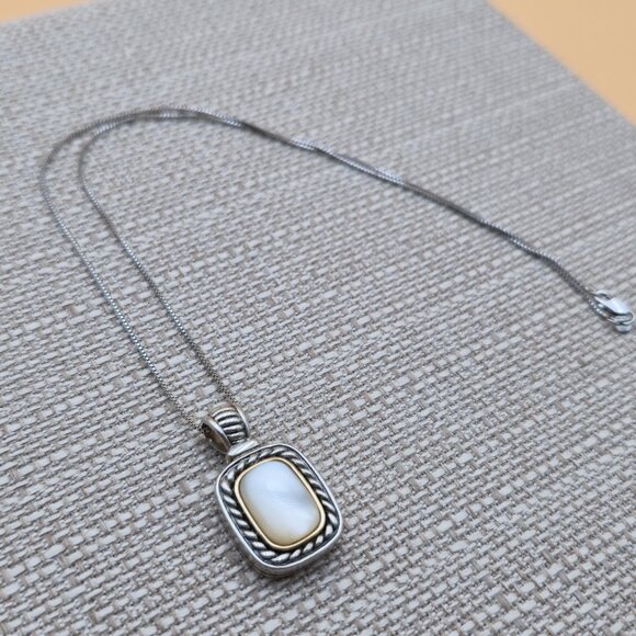 18 Inch Sterling Silver And 14kt Accent Mother Of Pearl Necklace A5550 - Picture 3 of 9